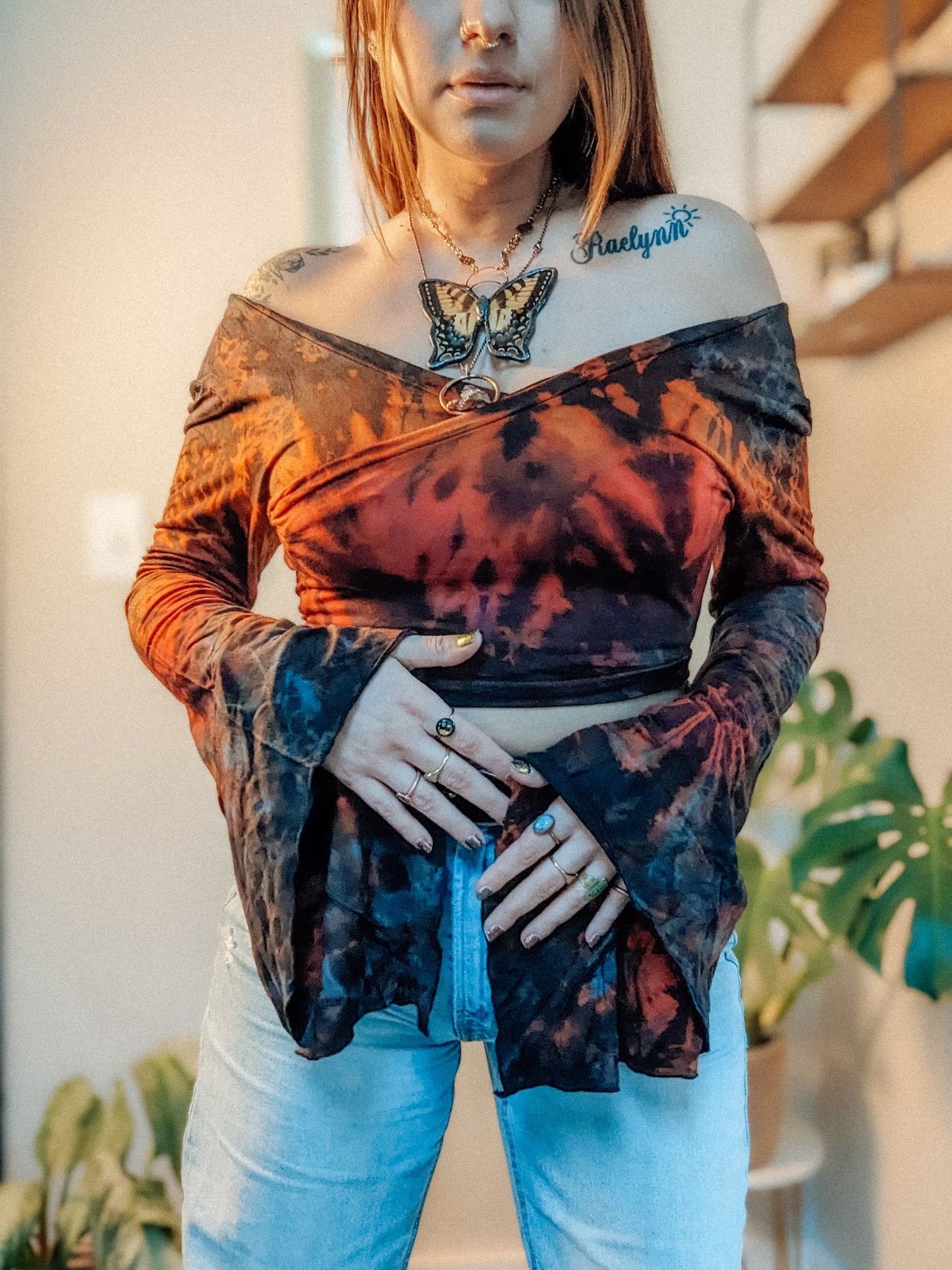 "Just Flow" Tie Dye Bell Sleeve Top