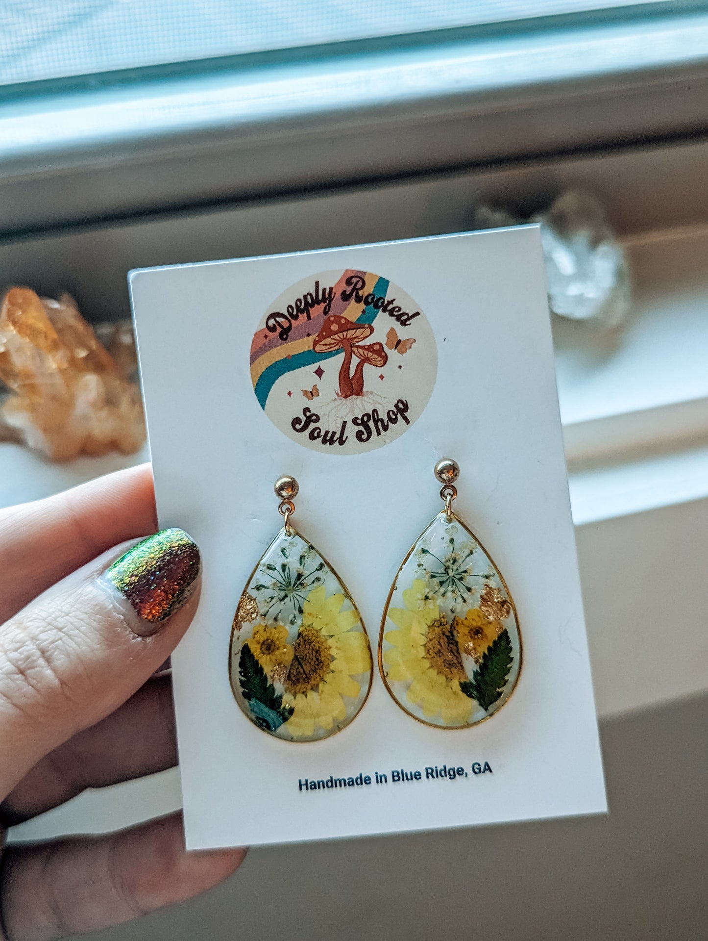 "It Was All Yellow" Daisy Dangle Earrings