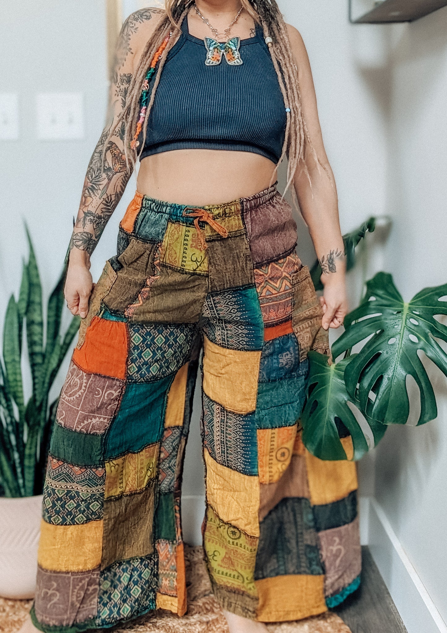 "Add A Little Bit Of Spice" Patchwork Wide Leg Pants