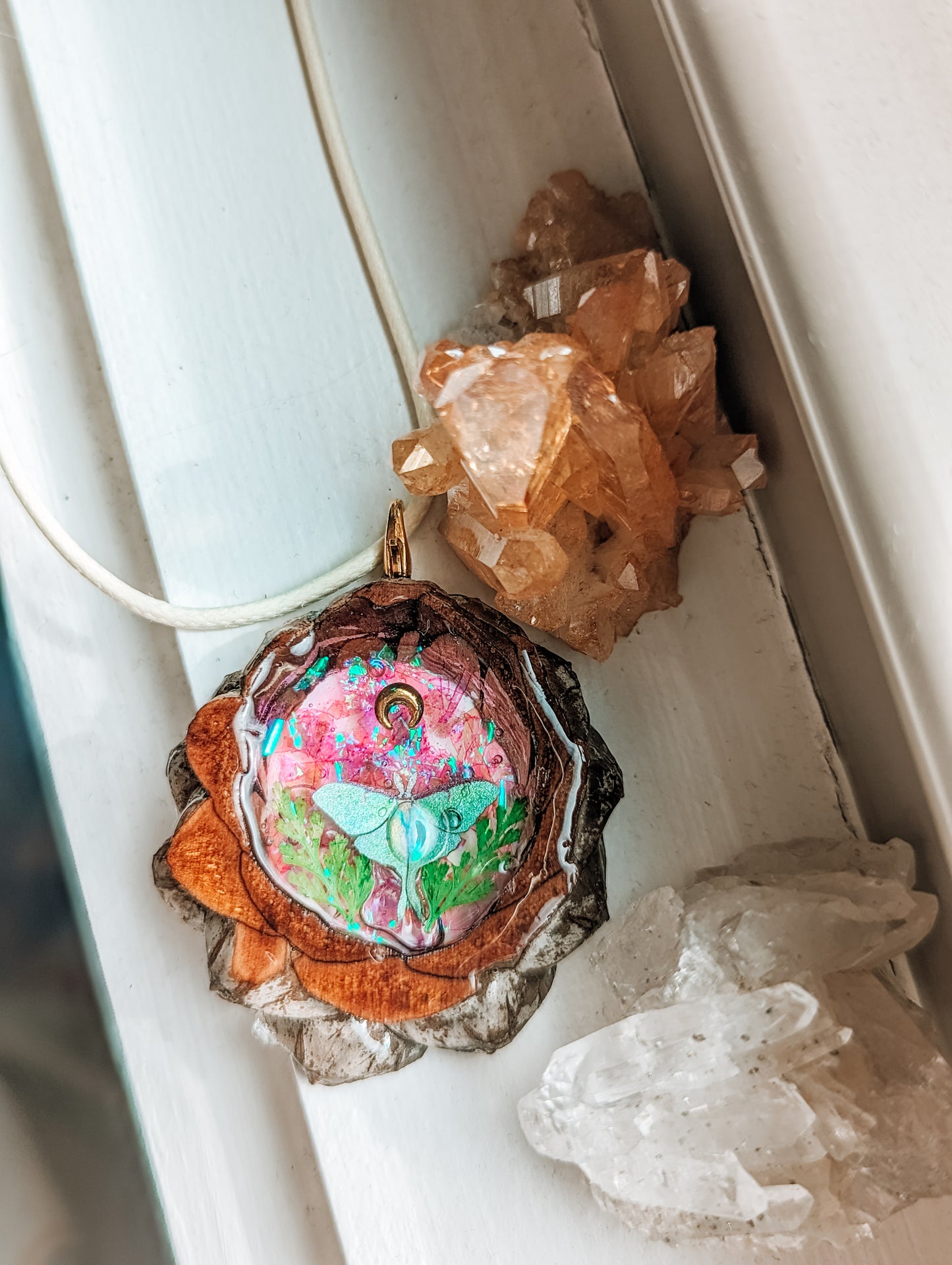 "Luna Opal" Pinecone Necklace